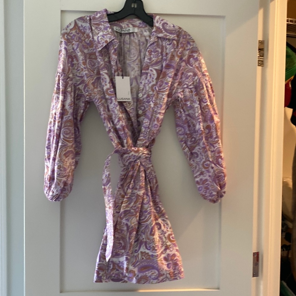 NWT Lusana Lola Dress Purple Paisley